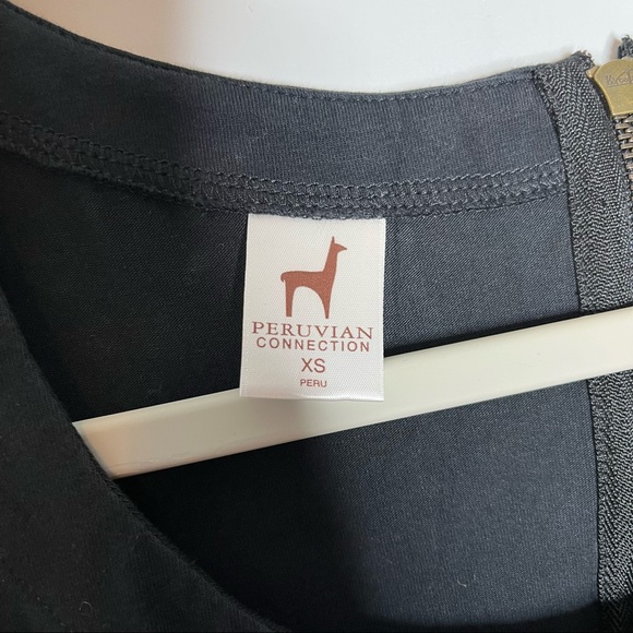 Peruvian Connection Pima Cotton Stretch Sash Black Midi Knee Length Dress Sz XS - Picture 10 of 11